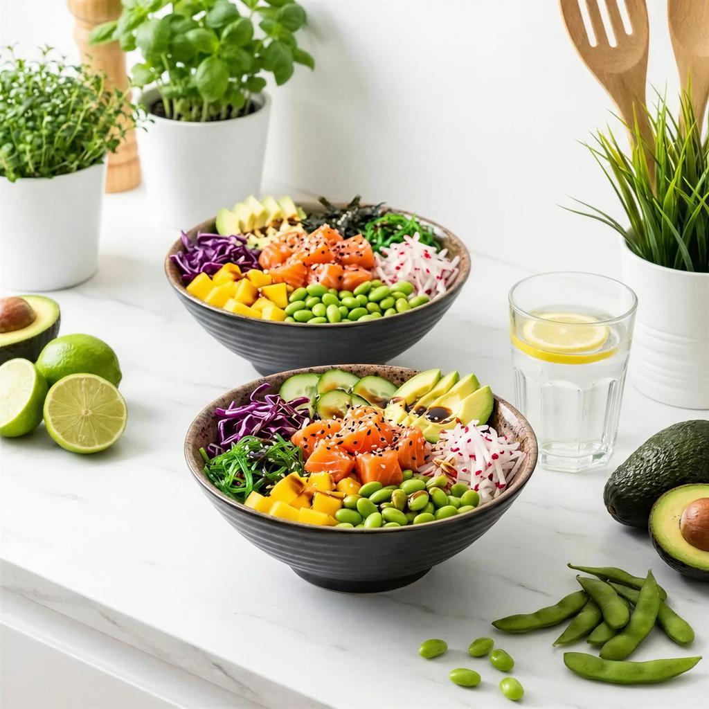 BOWL DEEP DINNER PLATE SET OF 2 pcs 1L FOR RAMEN NOodles Soups Ø20.7