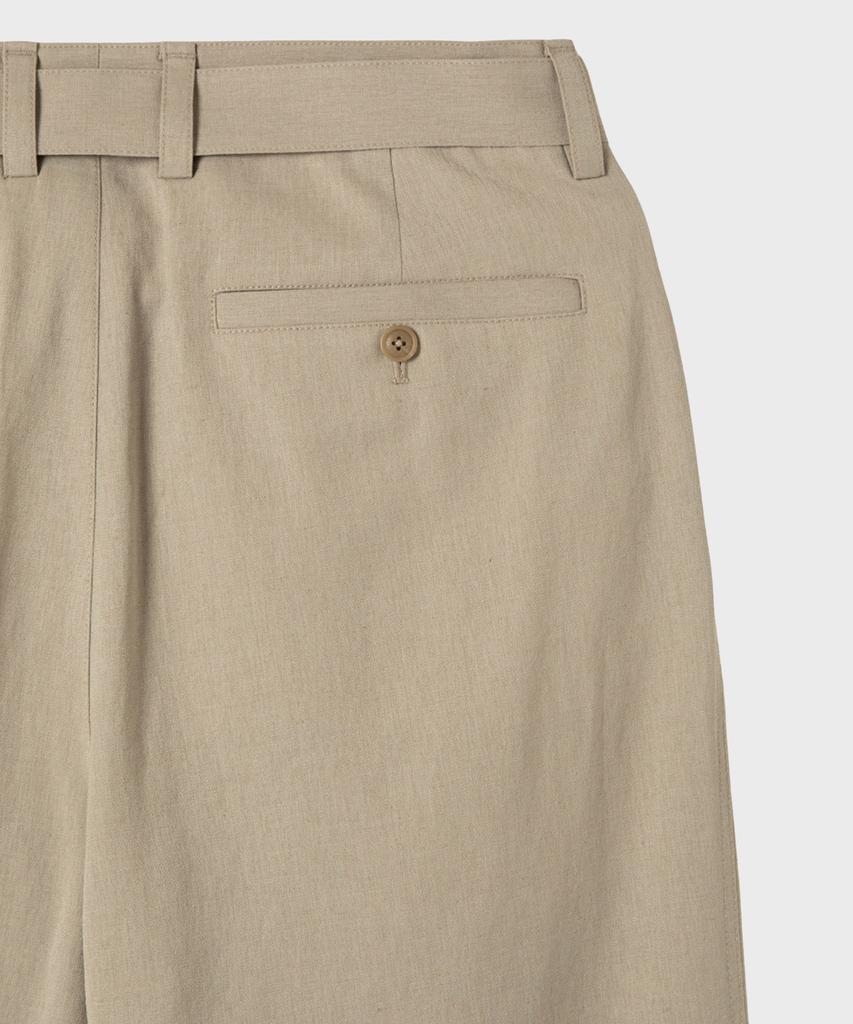 NONBLANK Linen Blend Belted Wide Pants_Beige