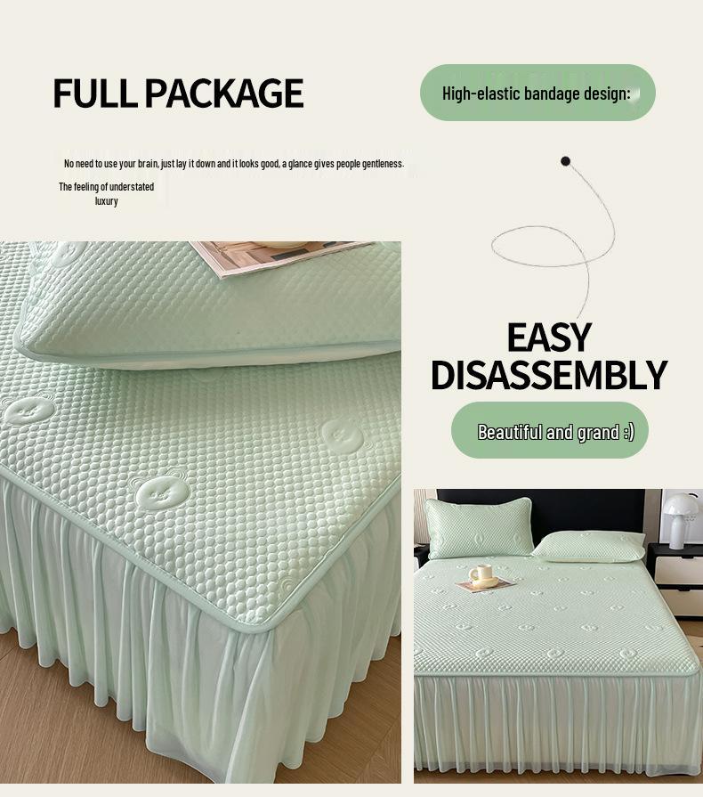 2025 Sommer Kühlmatte aus Eis-Seide – Waschbar, Rutschfest, Spannbettlaken für Zuhause