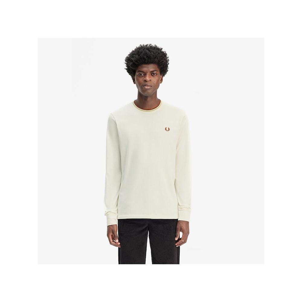 

Fred Perry [базовый] Футболка с длинным рукавом Twin Tip Ecru Honeycomb Marmalade Afpm2439602 X01 qzgAfpm2439602 X01 M