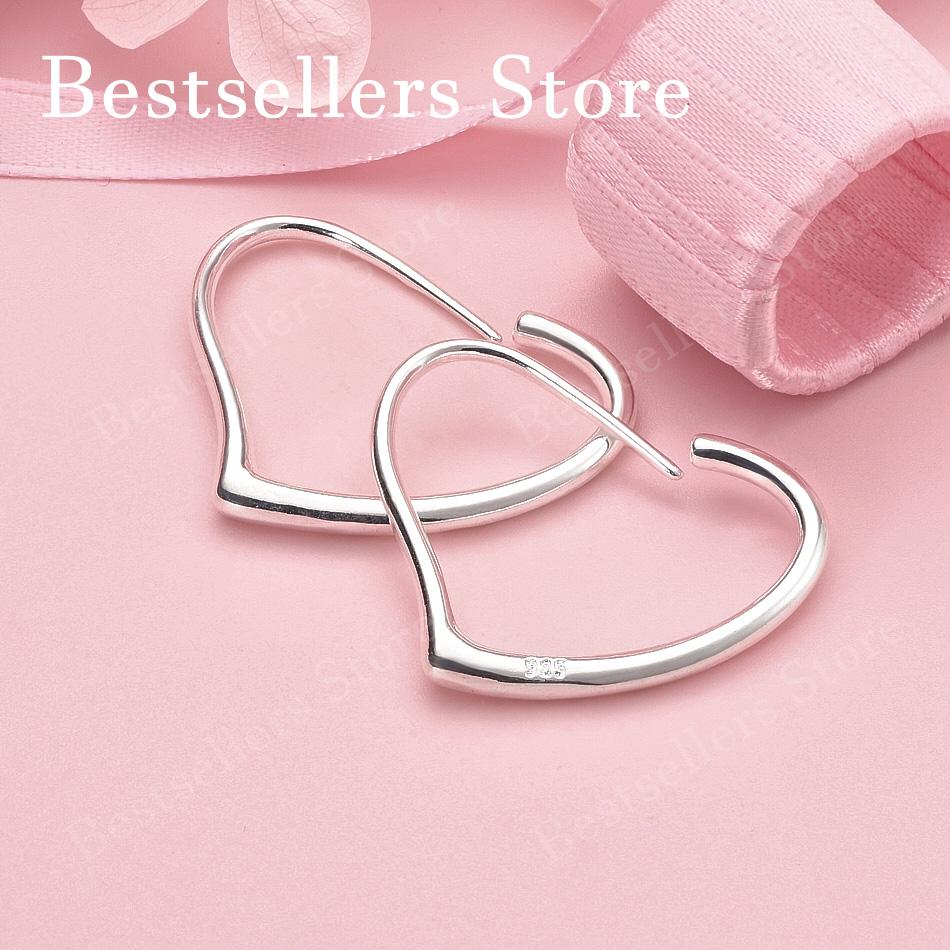 Elegant 925 Sterling Silver 30mm Exquisite Heart-Shaped Earrings for Women, Fashionable Wedding Gift Jewelry