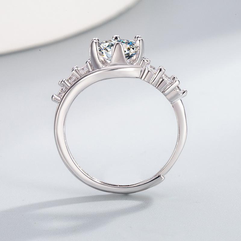 Luxurious Brilliant Faux Moissanite Diamond Ring: High-End Open Design for Women