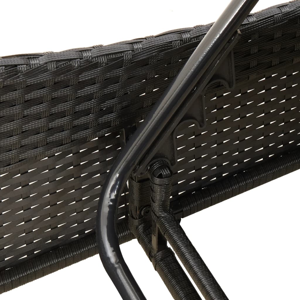 Black Sun Lounger with Cushions 114 x 205 x 73 cm Poly Rattan