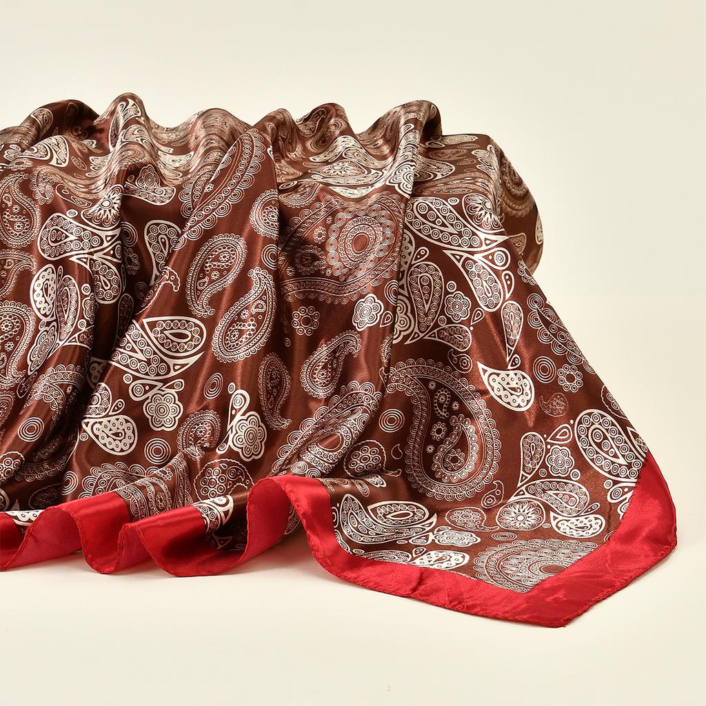 90*90cm Paisley Printed Silk Scarf Women Square Scarves Wrap Kerchief Summer Luxury Headband Hijab High Quality Shawls Bandana