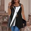 Modische Damen-Freizeit-Sport-Weste mit Doppelring, Marmor- und einfarbige Linien-Maserung-Druckmuster, unregelmäßiger Saum, Elegant und Schlicht
