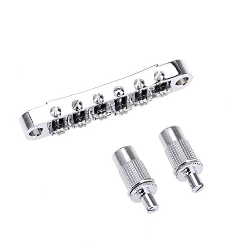 Musiclily Pro 10.4mm Pitch Roller Saddle Tune-O-Matic Bridge for LP, Epiphone, and Les Paul SG Electric Guitars, Chrome