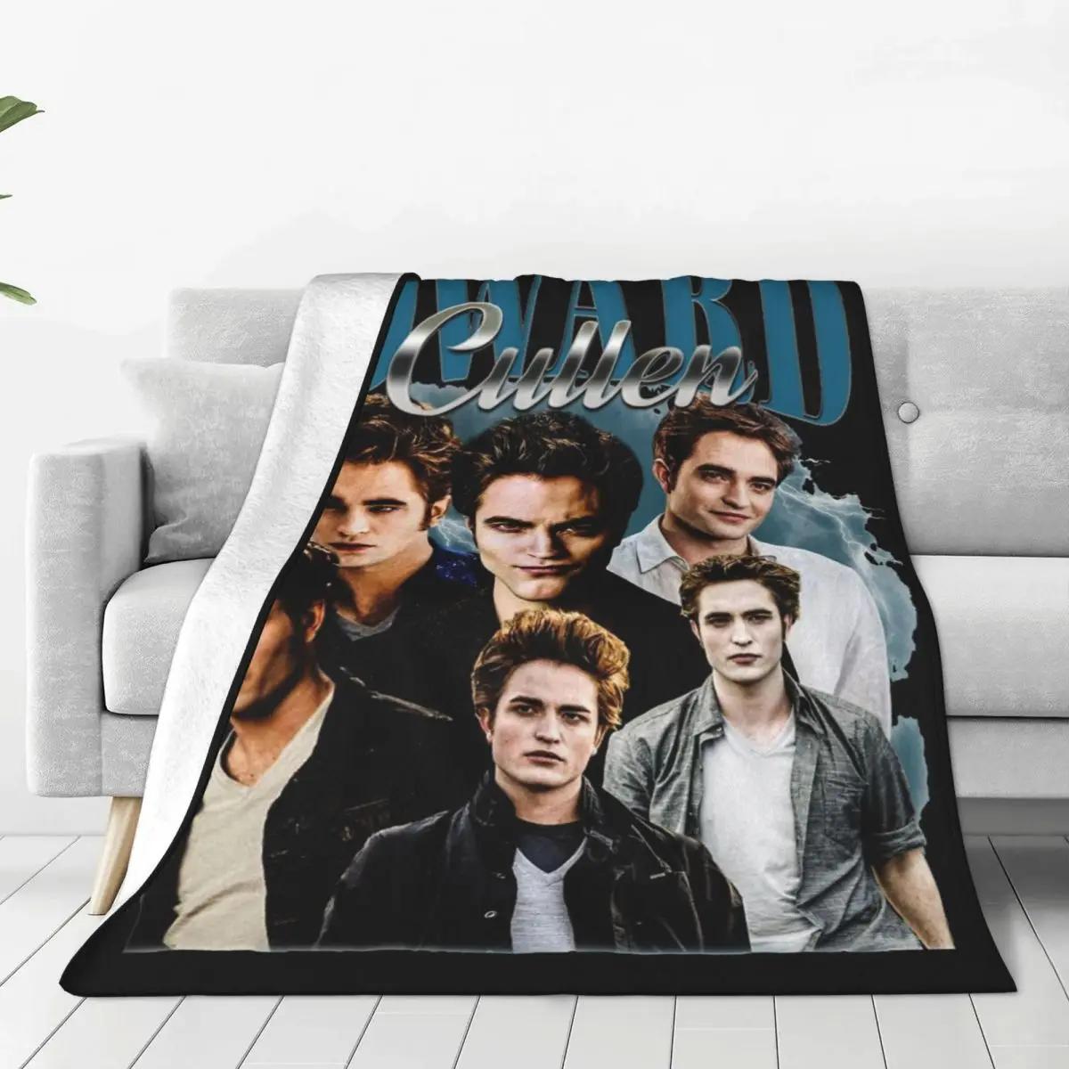 Edward Cullen Retro 90 Homage Twilight Blanket Cover Robert Pattinson Wool Throw Blankets Airplane Travel Soft Warm Bedsprea 80x120cm