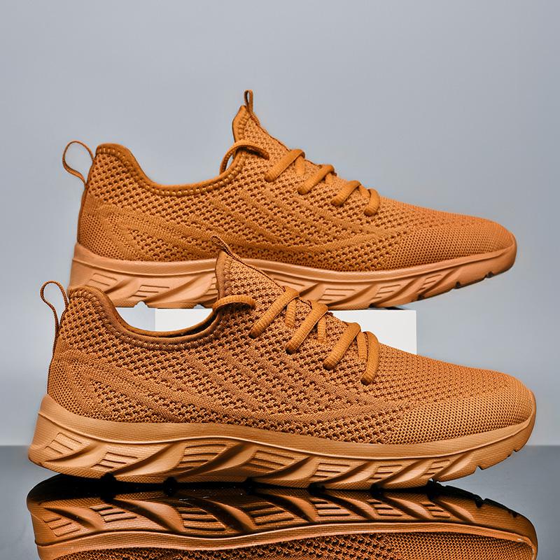 Red Sports Shoes For Men Breathable Mesh Non-slip Walking Sneakers Man Casual Shoes Outdoor Lightweight Lace Up Running Shoes