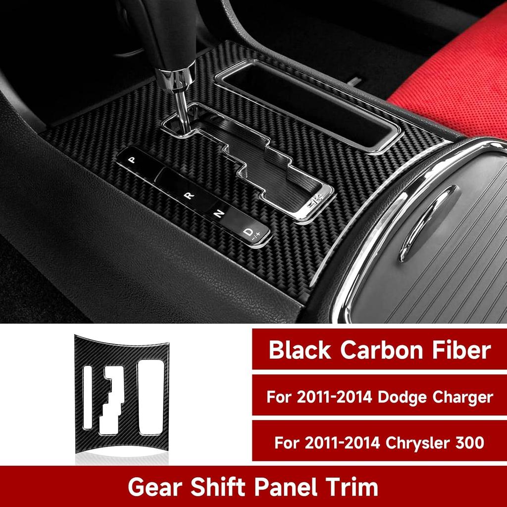 Car Gear Shift Panel Cover Decals for 2011 2012 2013 2014 Dodge Charger Accessories Carbon Fiber Interior Stickers