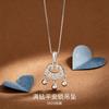 Womens Full Zircon Inlaid Safety Lock Necklace Light Luxury High-end Style Auspicious Cloud Bell Ruyi Longevity Jewelry