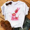 Women Hello Summer Watermelon Graphic T‑Shirt, Watercolor Fruit Letter Print O‑Neck Short Sleeve Casual Vacation Ladies Daily