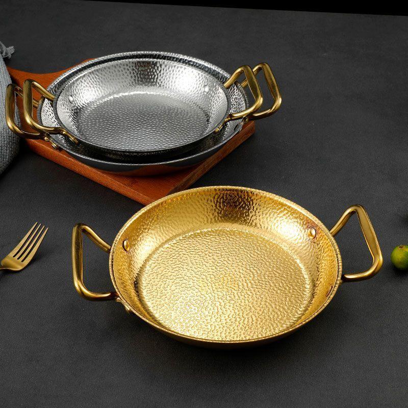 Stainless Steel Double Handle Flat-Bottomed Pan for Seafood, Fried Chicken, and Lobster