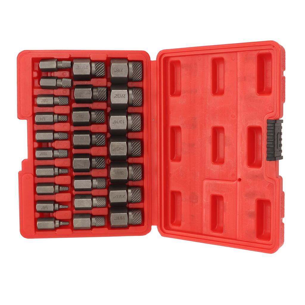 25PCS Screw Extractor Set Efficient Steel Easy Out Multi Spline Bolt Extractor Set for Power and Hand Tools