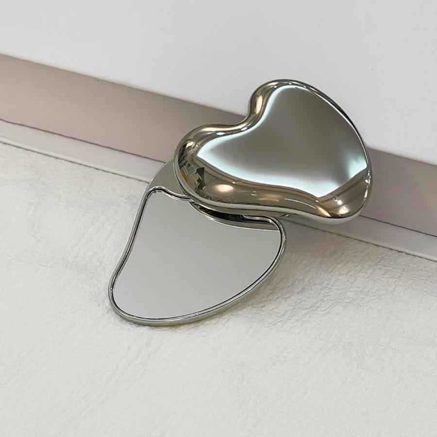 Metal Double Sided Makeup Mirror Portable Foldable Portable Makeup Mirror Irregular Rotating Mirror Beauty Tool Accessories