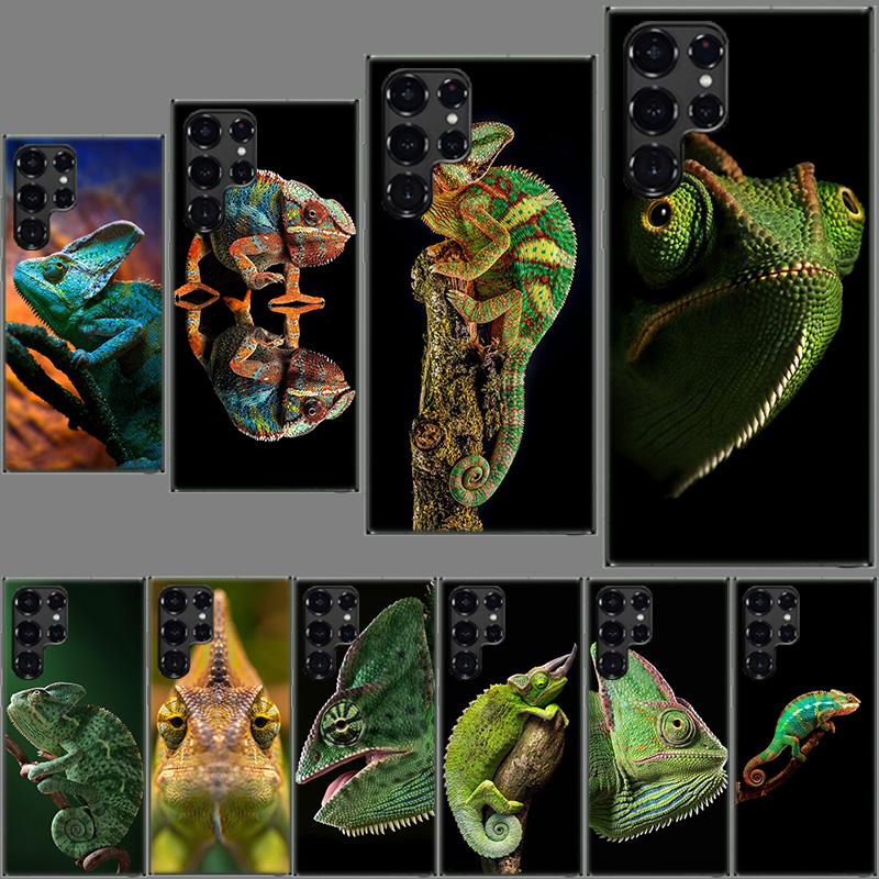 Chameleon Funny Wildlife Phone Case For Samsung Galaxy S24 S23 S21 S20 FE S22 S26 Ultra S25 Edge S10 Plus Cover Clear TPU Capa S