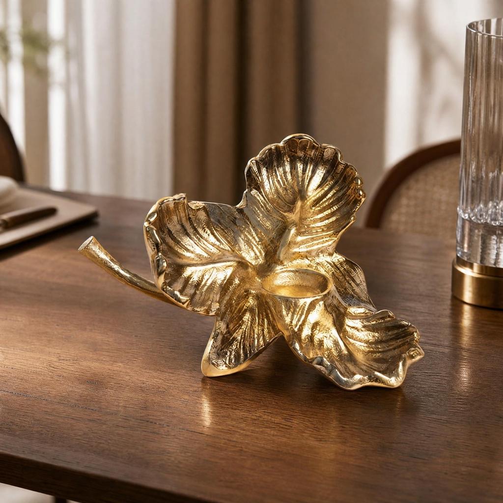 Flower-Shaped Candle Holder for Shelf Display
