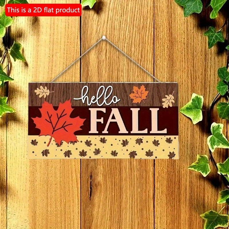 2d Flat 20*10cm, Autumn Home Decoration, Hello Autumn Maple Leaves, Thanksgiving Decoration Signs, Wooden Creative Decorative Plaques, for Home, Club
