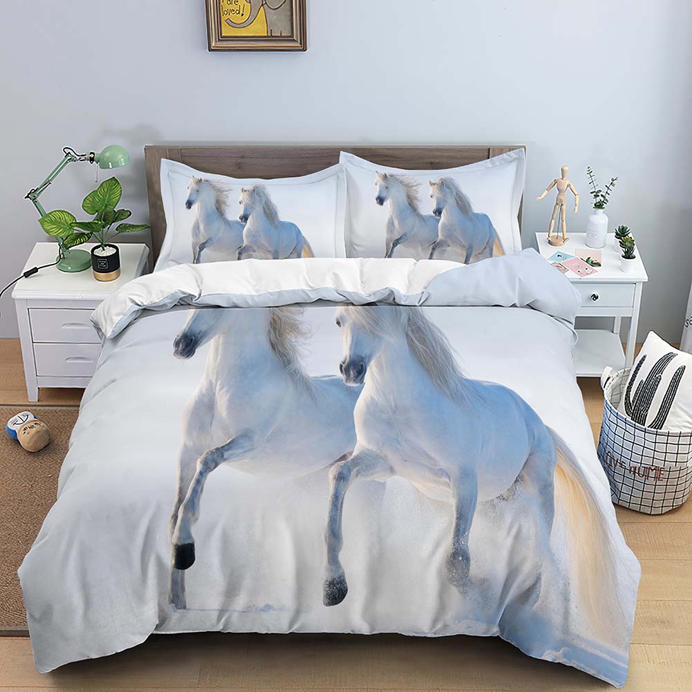 Horses Printed Duvet Cover Set Twin Full Queen King Bedding Comforter Bedspread Soft Microfiber Quilt Cover For Kids Boys Teens