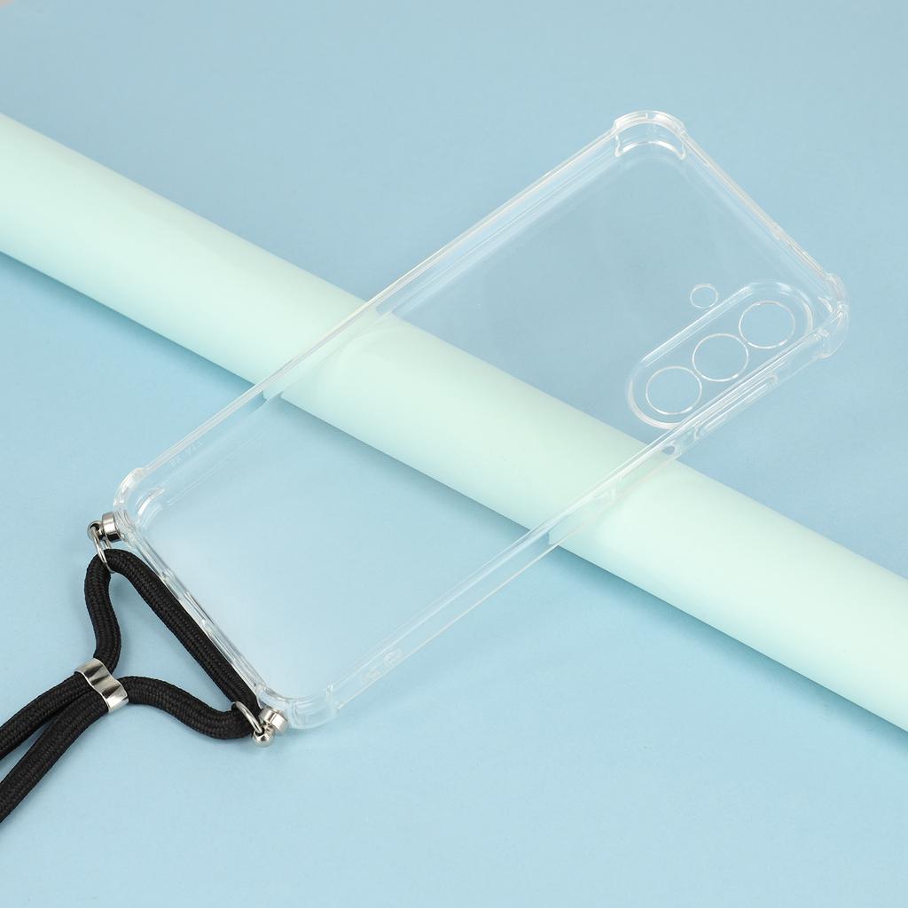 For Samsung Galaxy A17 Case Reinforced Corner TPU Clear Phone Cover with Lanyard