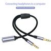 Headphone Splitter 2 in 1 High Fidelity Lossless Nylon-Braided Dual 3.5mm Male Microphone Audio to 3.5mm Female Adapter Cable Computer Accessories