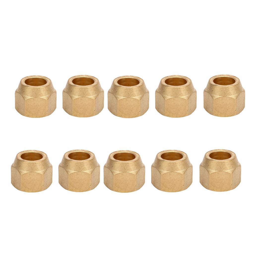 10Pcs Flare Tube Fitting Brass 3 8in Nut Air Conditioning Copper Pipe Tube Extension Butt