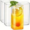 6pcs Drinking Glasses 15oz Thin Square Elegant Bar Glassware For Water Juice Beer Cocktails And Mixed Drinks Lead-Free Glass Glass Drink Tumblers