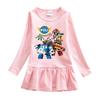 Korean Style Baby Girl Cartoon Ruffle Dress - Long Sleeve Elegant Mesh Pleated Skirt
