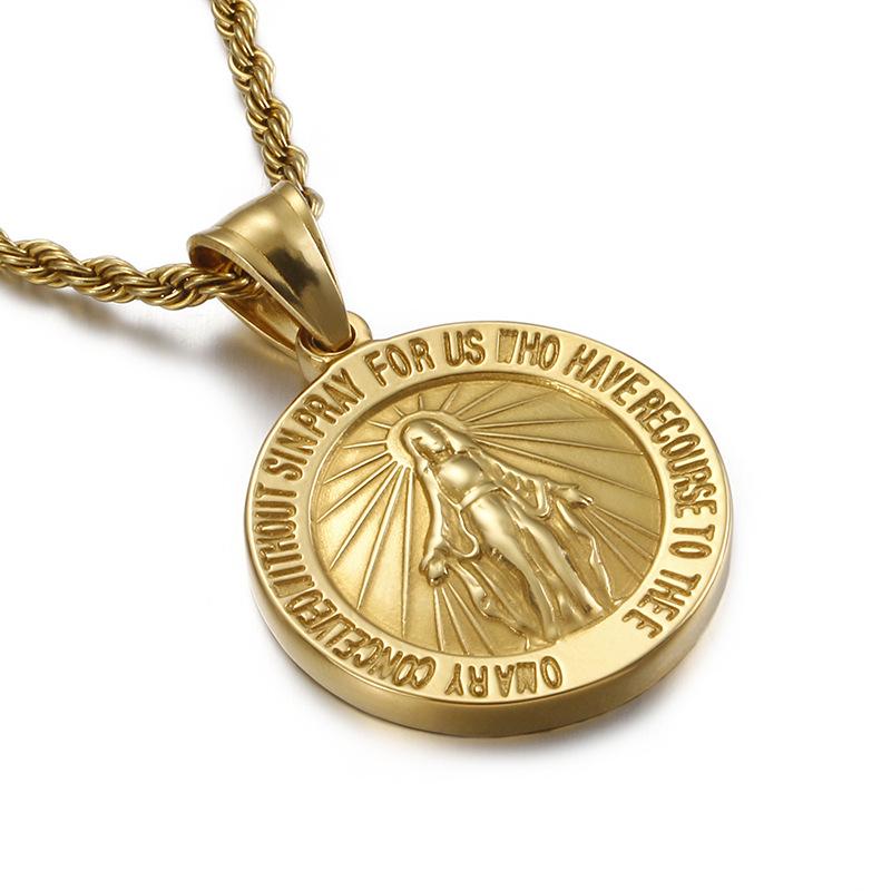Classic Round English Letter Maria Necklace Titanium Steel Pendant Accessories