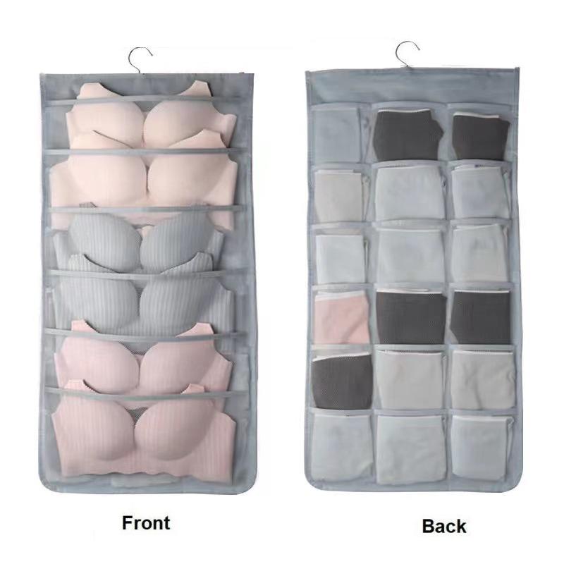 15/24/30/36 Pockets Double 2 Side Hanging Bag Bra Underwear Storage Organiser Tidy Hanger