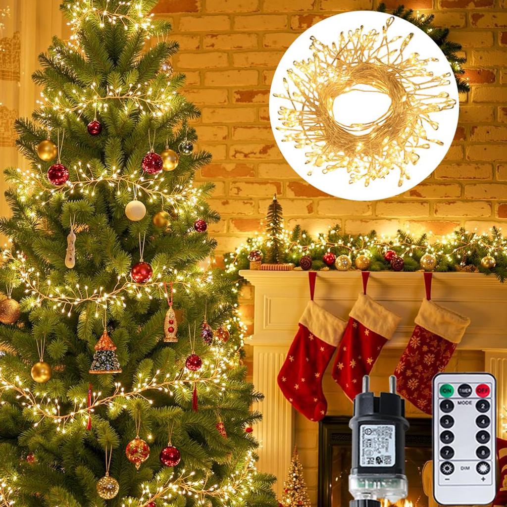 6M-50M Cluster Firecracker String Lights Christmas Tree Fairy Lights Garland LED For Wedding Party New Year Christmas Tree Decor Lamps