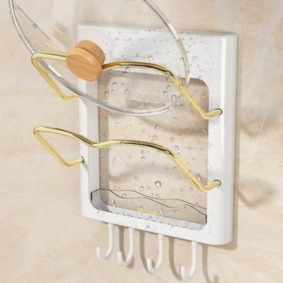 Space Saving Wall Mounted Pot Lid Holder Storage Rack with Hooks Chopping Board Stand Utensil Holder Drain Shelf Kitchen