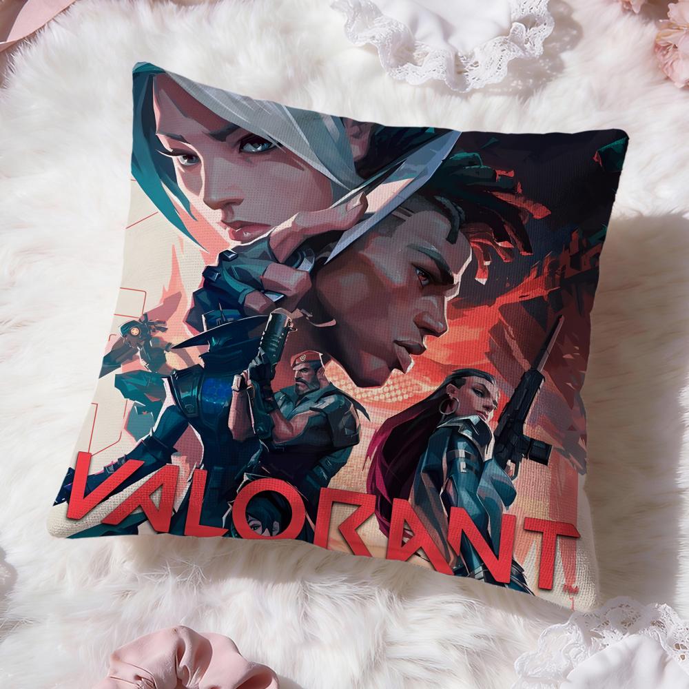 Game v-Valorants Cushion Cover Premium Comfort Reversible Pillow Cove -Two In One Design for Any Room & Car Interior