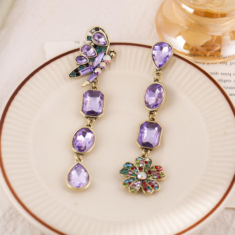 

Вінтажні геометричні сережки-пусети зі стразами - Ретро придворний стиль, Нішевий дизайн, Легка розкіш, Високий клас