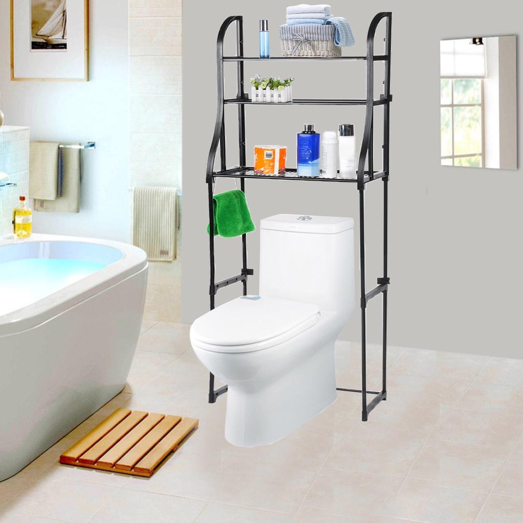 

3-ярусная надставка для хранения над ванной из нержавеющей стали, полка для туалета, шкаф, органайзер для стиральной машины, 49x23x150 см чёрный