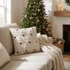 Velvet 3D Colorful Christmas Tree Throw Pillow Covers Embroidered Soft Cushion Covers Plush Vintage Pillow Case Living Room