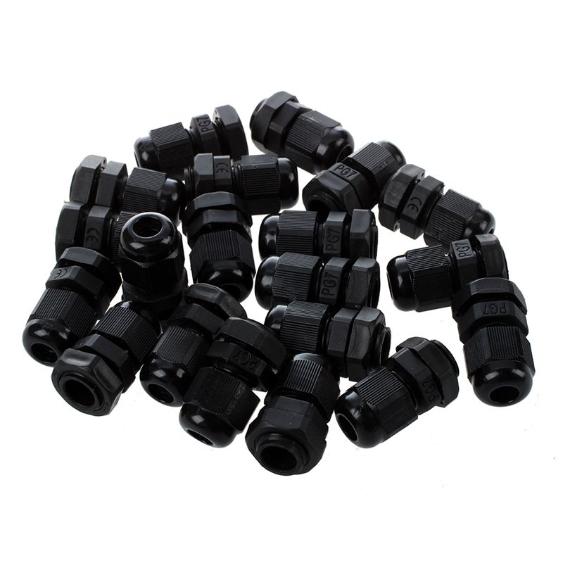 Promotion! 20 Pieces Black Plastic Waterproof Cable Gland Connector PG7
