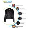 SKINOUTFIT Women's Biker Leather Jacket Genuine Black Lambskin Cafe Racer Motorcycle Outerwear