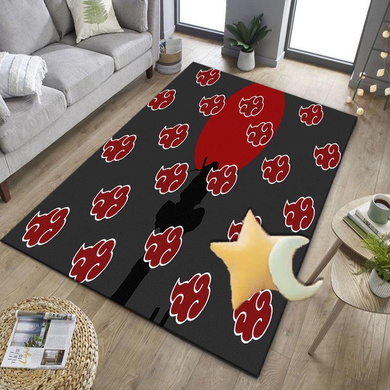 Anime Red Clouds On Black Background Office Rug Chair Mat, Game Carpet, Suitable for Front Door, Bedroom, Living Room, Desk, Holiday Gift