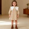 Girls' Korean Style Plaid Dress with Big Lapel - Spring/Autumn Casual Skirt for Kids