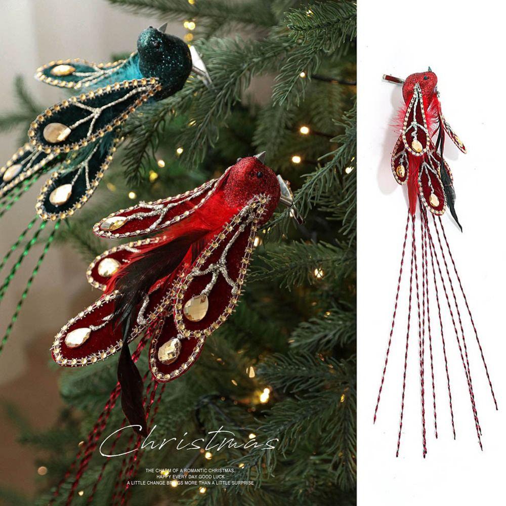 Realistic Glitter Christmas Brid Ornaments Feather Glitter Simulation Bird Decor With Clip Simulate Christmas Tree Decoration