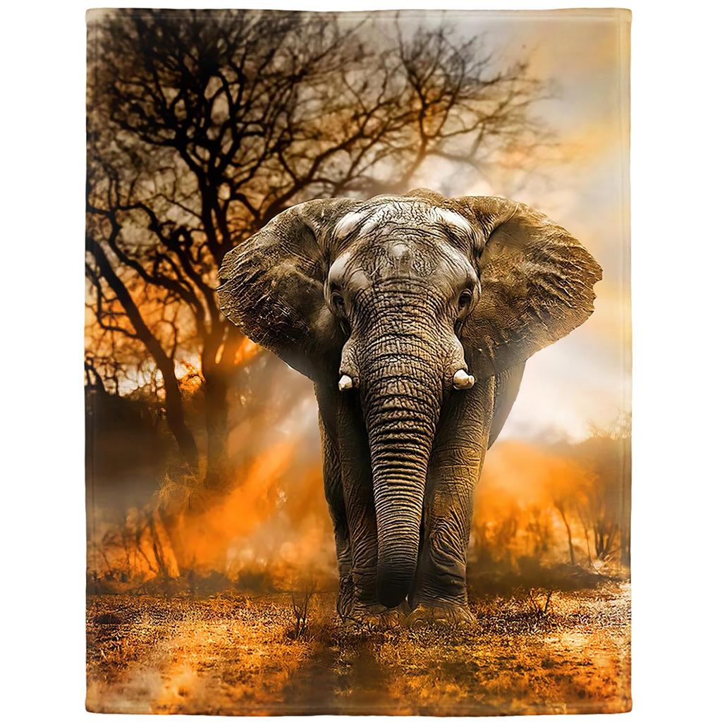 Elephant Blanket Gifts for Women Girls Super Soft Cozy Elephant Throw Blanket Warm Fuzzy Plush Fleece Bedding Decor Blanket