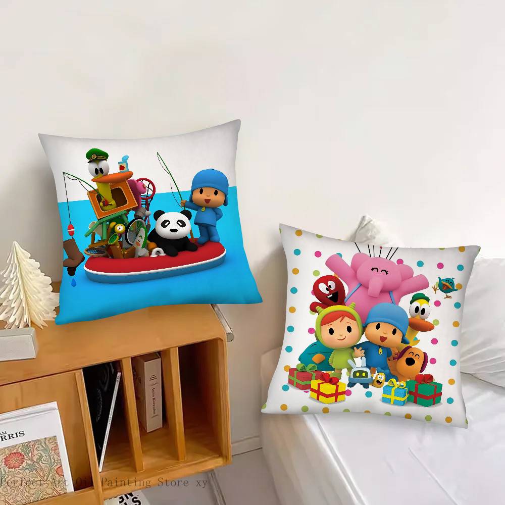Cartoon P-Pocoyos Cute Pillow Case Fashion Square Pillowcase Bedroom Sofa Room Ins Decoration Leisure Cushion Cover