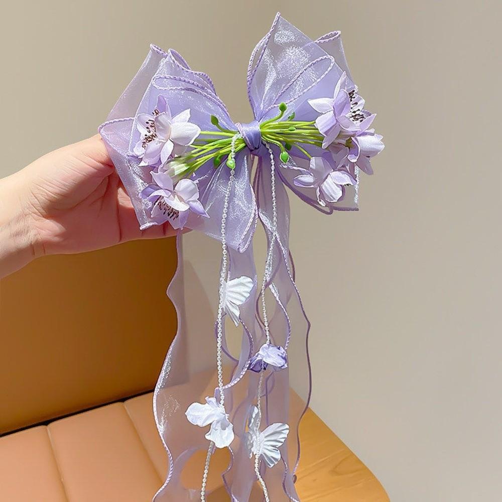 Oversized Jumbo Organza Bowknot Beaded-streamer Tulle Ribbon Streamers Flower-girls