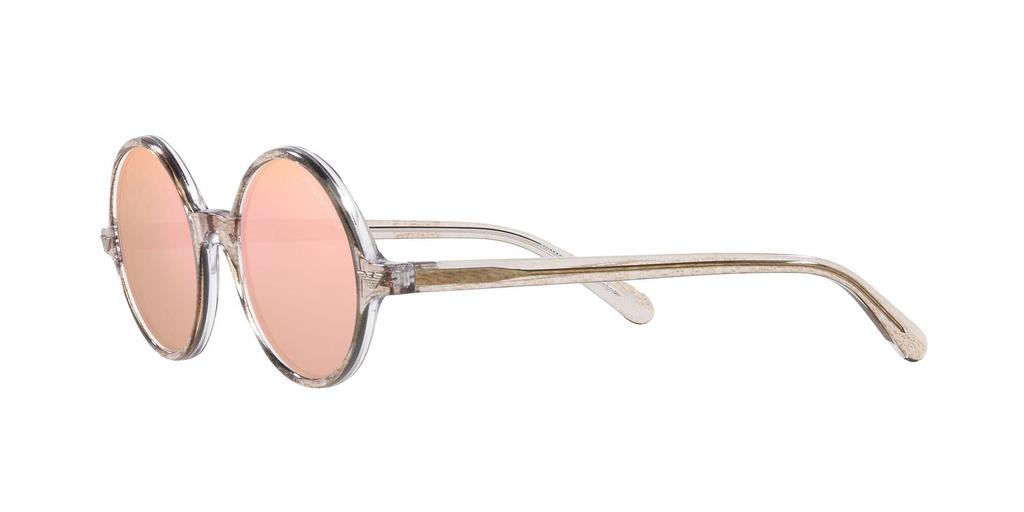 Emporio Armani EA 501M Crystal Brown Pattern Mirror Rose Gold Size 47 Sunglasses, Frame/Grey Lens,