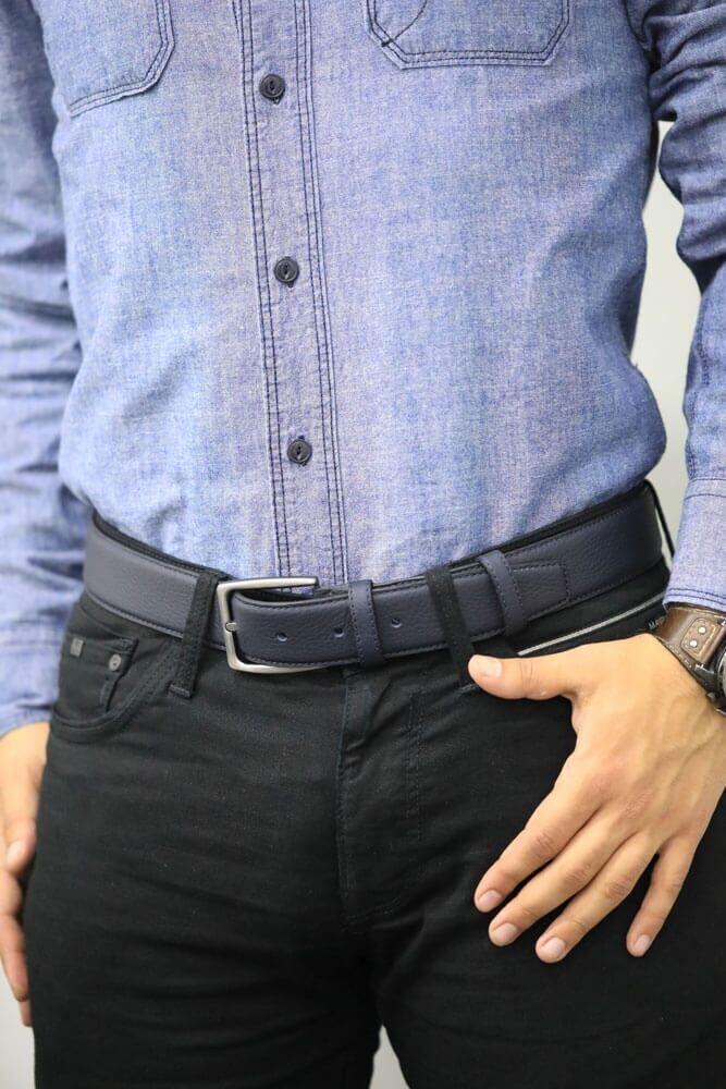 

Guard Matte Leather Men s Belt 4 Cm - Navy Blue 37 темно-синього кольору