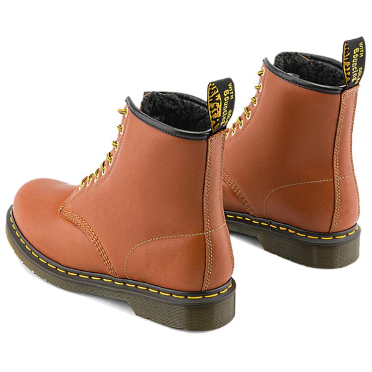 Dr. Martens 1460 Couro Bico Redondo Simples Cadarço Originais Botas Curtas Unissex Amarelo-Marrom 32130220