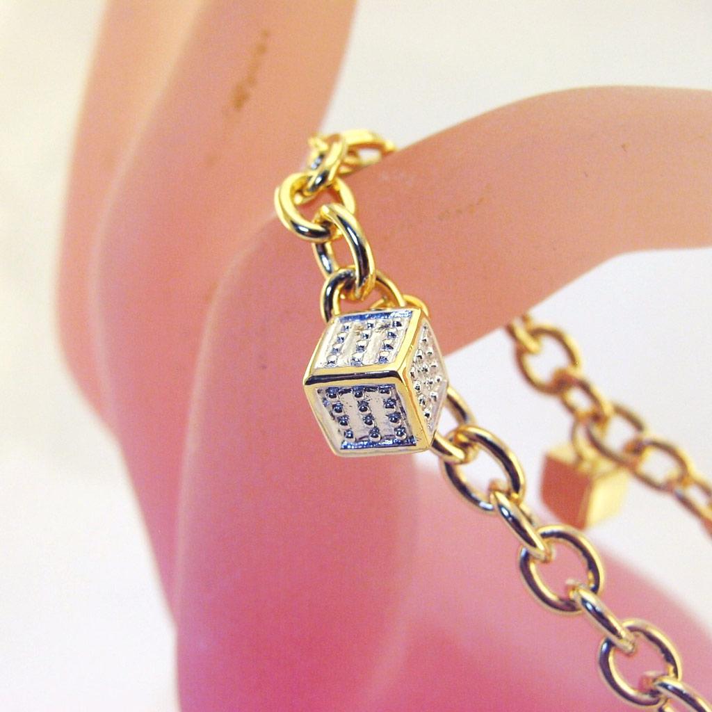 Les Trésors De Lily [E7595] - Bracelet Plaqué Or 'Jeu de Dés ' Noir Doré