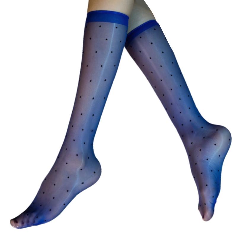Vintage Dot Pattern Shimmery Silky Sheer Long Socks Fashionable Sexy Shinning Oil Stockings for Women Club Party Hosiery
