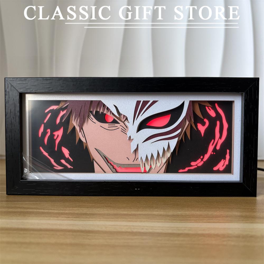 Black Photo Frame Kaneki Ken Cartoon Paper Carving 3D Anime Lamp LED Light Box Action Figure Room Decoration Lamp Christmas Gift
