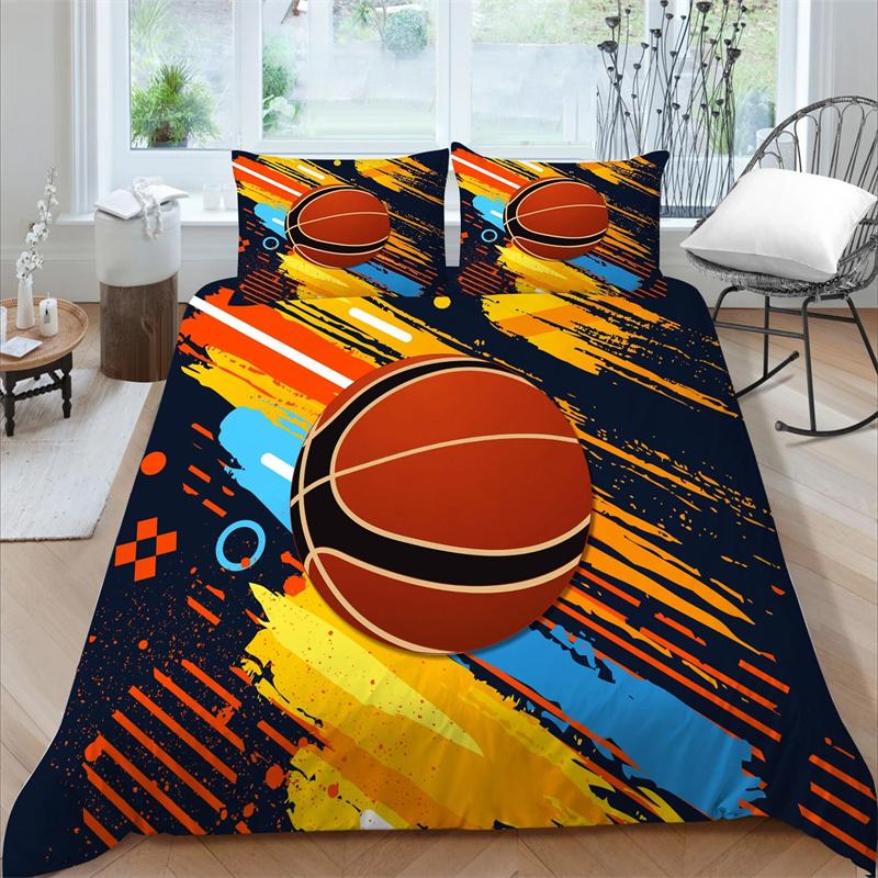 3D Król Królowa Poszwa na Kołdrę Motyw Sportowy Zestaw Pościeli Dla Dzieci Nastolatków Chłopców Gra w Piłkę Dekoracja Sypialni Miękka Poszwa na Kołdrę